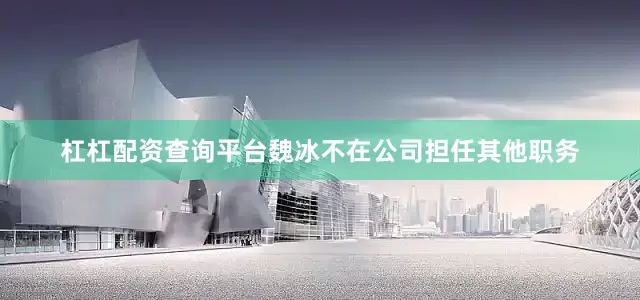 杠杠配资查询平台魏冰不在公司担任其他职务