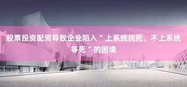 股票投资配资导致企业陷入＂上系统找死、不上系统等死＂的困境
